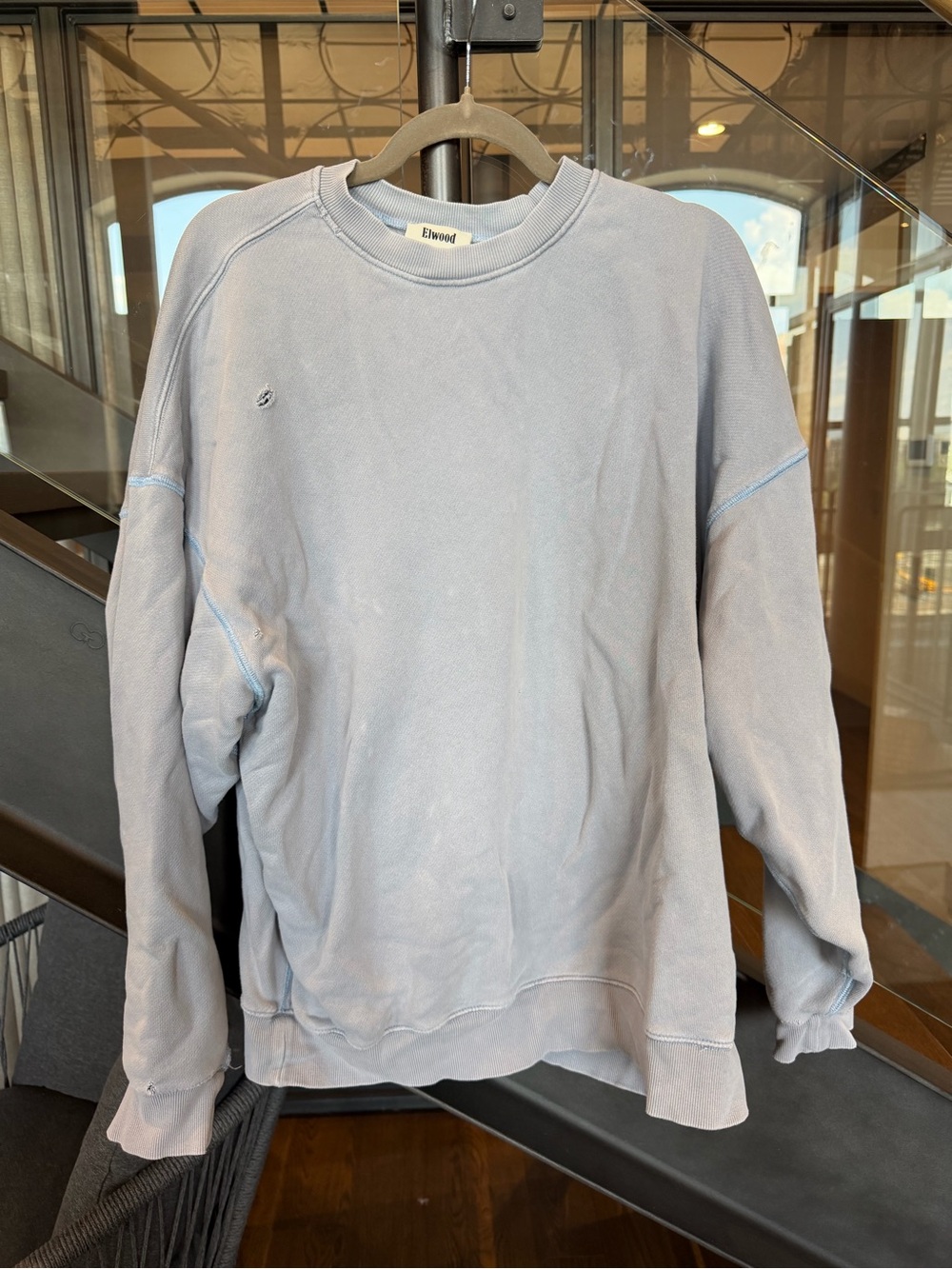 Elwood Distressed Men's Blue Crewneck Sweatshirt